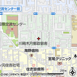 神奈川県川崎市中原区木月祗園町7-22周辺の地図