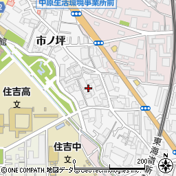 神奈川県川崎市中原区市ノ坪周辺の地図