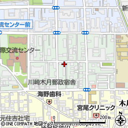 神奈川県川崎市中原区木月祗園町周辺の地図