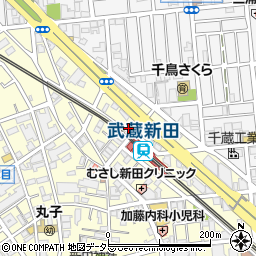 松屋武蔵新田店周辺の地図
