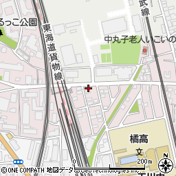 神奈川県川崎市中原区中丸子1187-14周辺の地図