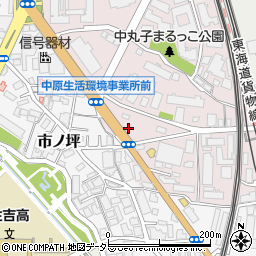 神奈川県川崎市中原区中丸子165周辺の地図