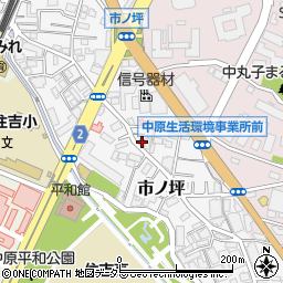 神奈川県川崎市中原区市ノ坪189-4周辺の地図