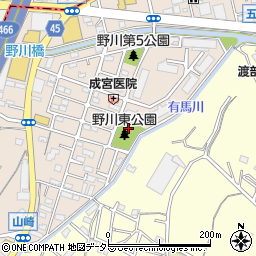 野川東公園周辺の地図