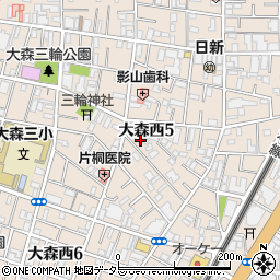 東京都大田区大森西5丁目周辺の地図