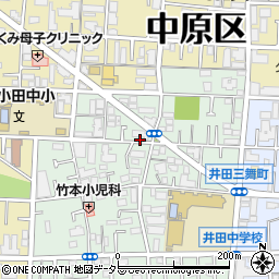 神奈川県川崎市中原区井田杉山町周辺の地図