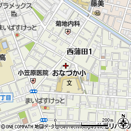 東京都大田区西蒲田1丁目20周辺の地図
