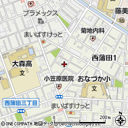 東京都大田区西蒲田1丁目21-16周辺の地図