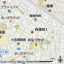 東京都大田区西蒲田1丁目周辺の地図