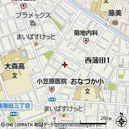東京都大田区西蒲田1丁目21周辺の地図