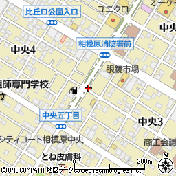神奈川県相模原市中央区中央周辺の地図