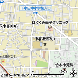 川崎市役所　こども未来局下小田中小学校わくわくプラザ周辺の地図