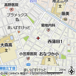 東京都大田区西蒲田1丁目12-4周辺の地図