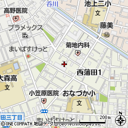 東京都大田区西蒲田1丁目12周辺の地図