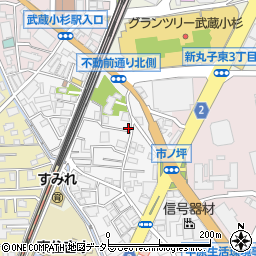 神奈川県川崎市中原区市ノ坪49周辺の地図
