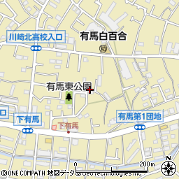 神奈川県川崎市宮前区東有馬周辺の地図