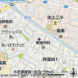 東京都大田区西蒲田1丁目10周辺の地図
