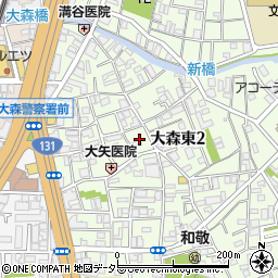 東京都大田区大森東2丁目13周辺の地図