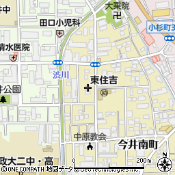 神奈川県川崎市中原区今井南町6-14周辺の地図