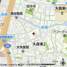 東京都大田区大森東2丁目5周辺の地図