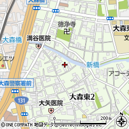 東京都大田区大森東2丁目4周辺の地図