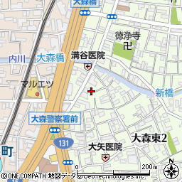 東京都大田区大森東2丁目3周辺の地図