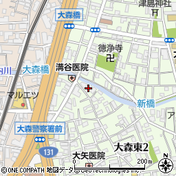 東京都大田区大森東2丁目2周辺の地図