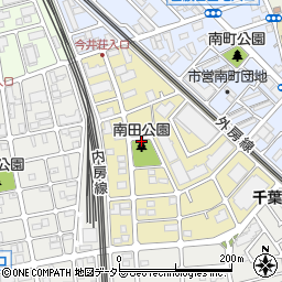 南田公園トイレ周辺の地図
