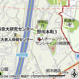 そんぽの家川崎宮前周辺の地図