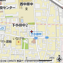 神奈川県川崎市中原区下小田中2丁目28周辺の地図