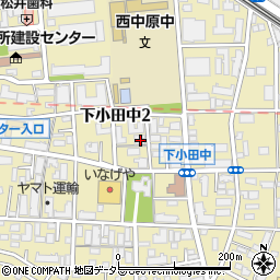 神奈川県川崎市中原区下小田中2丁目周辺の地図