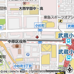 神奈川県川崎市中原区小杉周辺の地図