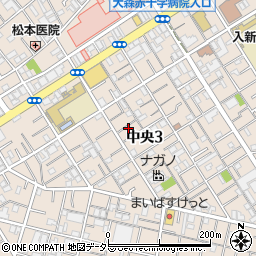 東京都大田区中央3丁目8周辺の地図