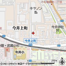 神奈川県川崎市中原区今井上町周辺の地図