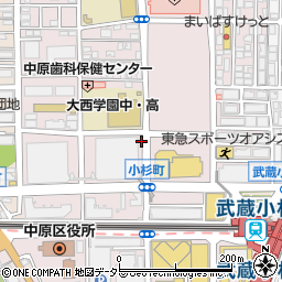 神奈川県川崎市中原区小杉町周辺の地図