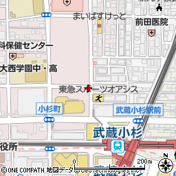 神奈川県川崎市中原区小杉町1丁目周辺の地図