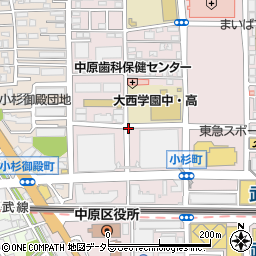 神奈川県川崎市中原区小杉町2丁目周辺の地図