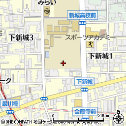 神奈川県川崎市中原区下新城周辺の地図