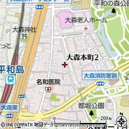 東京都大田区大森本町2丁目周辺の地図