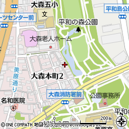 東京都大田区大森本町2丁目12周辺の地図