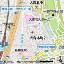 東京都大田区大森本町2丁目9周辺の地図