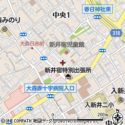 東京都大田区中央1丁目16周辺の地図