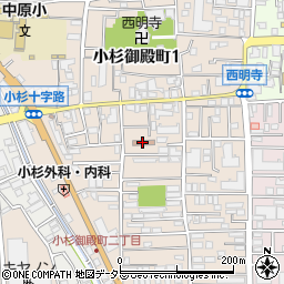 川崎市役所　健康福祉局中部身体障害者福祉会館周辺の地図