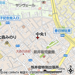 東京都大田区中央1丁目周辺の地図