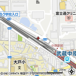 川崎市　武蔵中原駅自転車等駐車場管理事務所周辺の地図