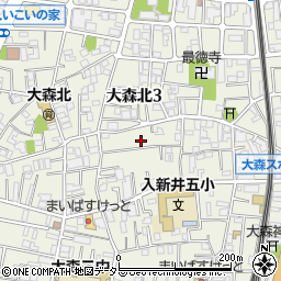 東京都大田区大森北3丁目周辺の地図