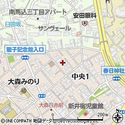 東京都大田区中央1丁目3周辺の地図