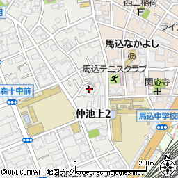 東京都大田区仲池上2丁目5周辺の地図
