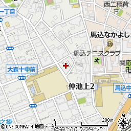 東京都大田区仲池上2丁目4周辺の地図