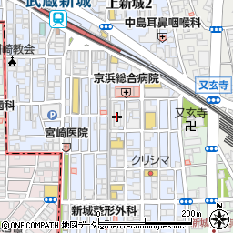 ダイソートモズ武蔵新城店周辺の地図